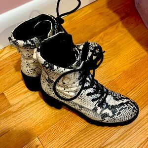 Faux Crocodile Leather Boots